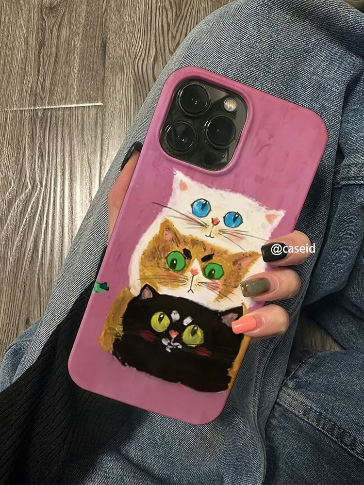 Unbeatable Quality Cute Three Little Cat Iphone15 Mobile Phone For IPhone 14plus Drop-Resistant 16 Promax13 Niche Art No Shell Twinning_voghion.com