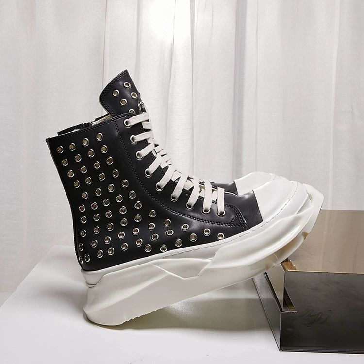 Guangzhou RO New Double-Layer Milk Fragrance Height-Increasing Thick-Soled Boots Couple Style Hollow Genuine Leather_voghion.com