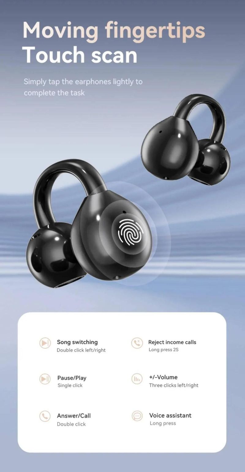 Wireless Clip-on With Touch Screen, Real-time Translation Of 144 Languages, Smart Bluetooth Headphones_voghion.com