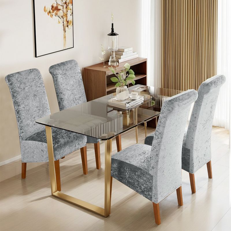 Premium Elastic Velvet Chair Cover - Gold Diamond Pattern For High Back Dining Chairs (Luxury Home & Hotel Use)_voghion.com