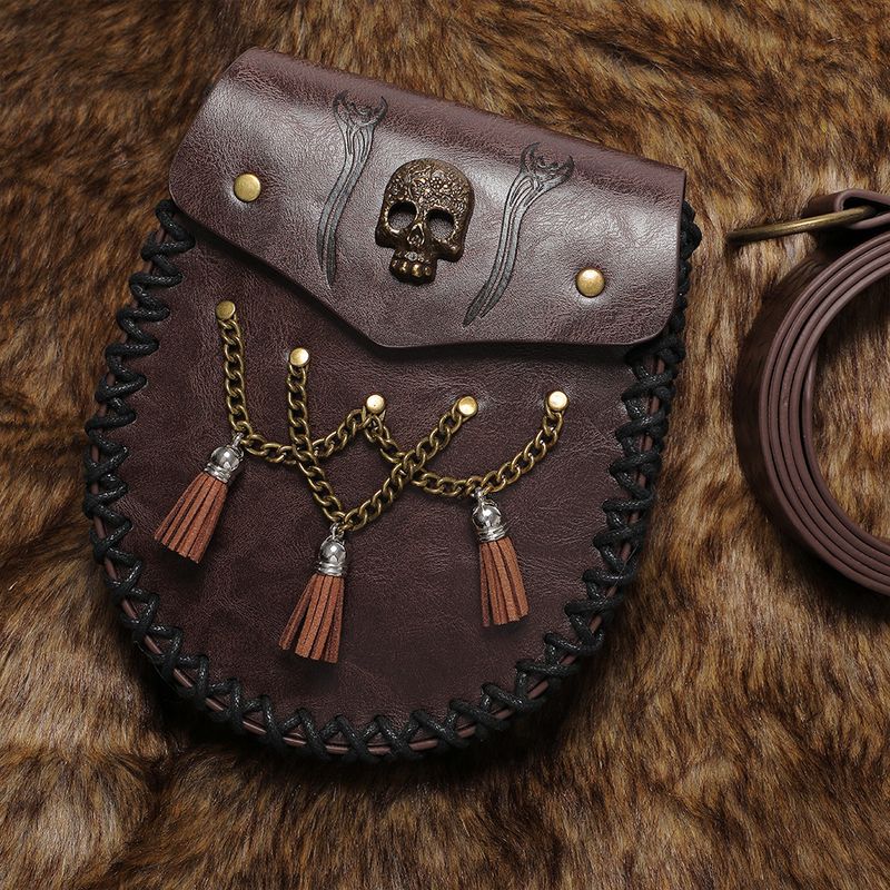 Viking Style Medieval Leather Coin Pouch – Retro Embossed Knight Belt Bag, Vintage Waist Bag for Cosplay and Outdoor Use_voghion.com