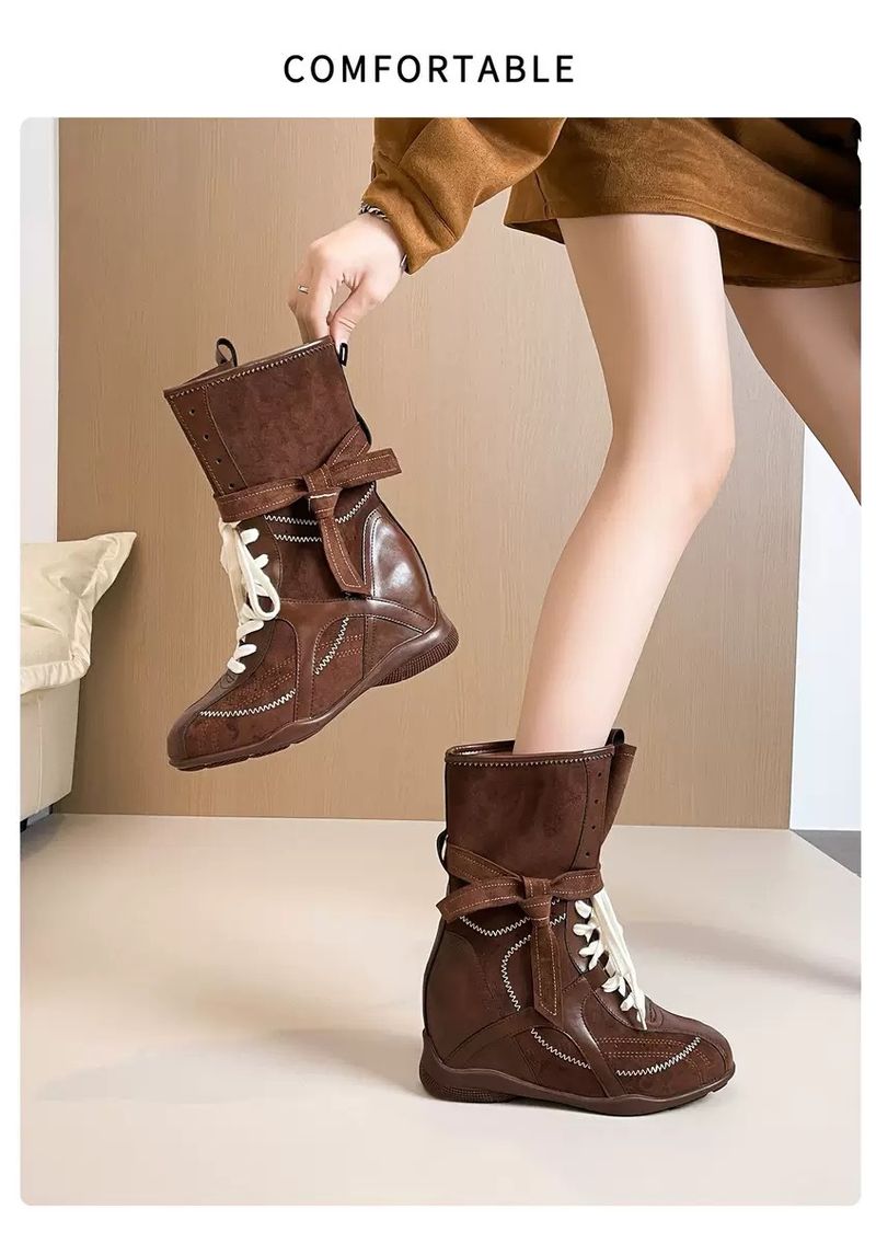 Stivali da boxe da donna ~ Piccoli stivali invisibili per aumentare l'altezza di 8 cm, da boxe per donne, da caccia western, versatili, dimagranti, tedeschi, da allenamento Martin_voghion.com