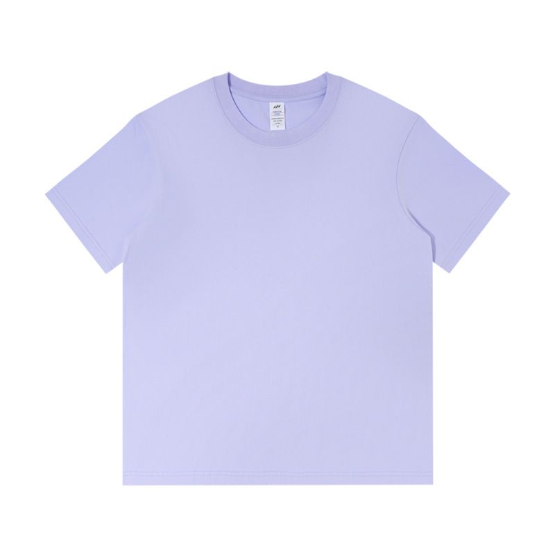 2025d Drei Seewale|230g Kurzarm Xinjiang Gekämmte Baumwolle Herren Einfarbig Weiß Trendy Lose Blank T-Shirt_voghion.com