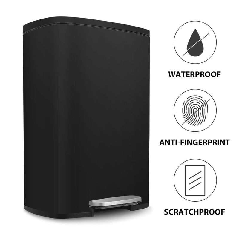 13 Gal (50L) Trash Can With Lid Office Kitchen Step Garbage Bin Stainless Steel_voghion.com