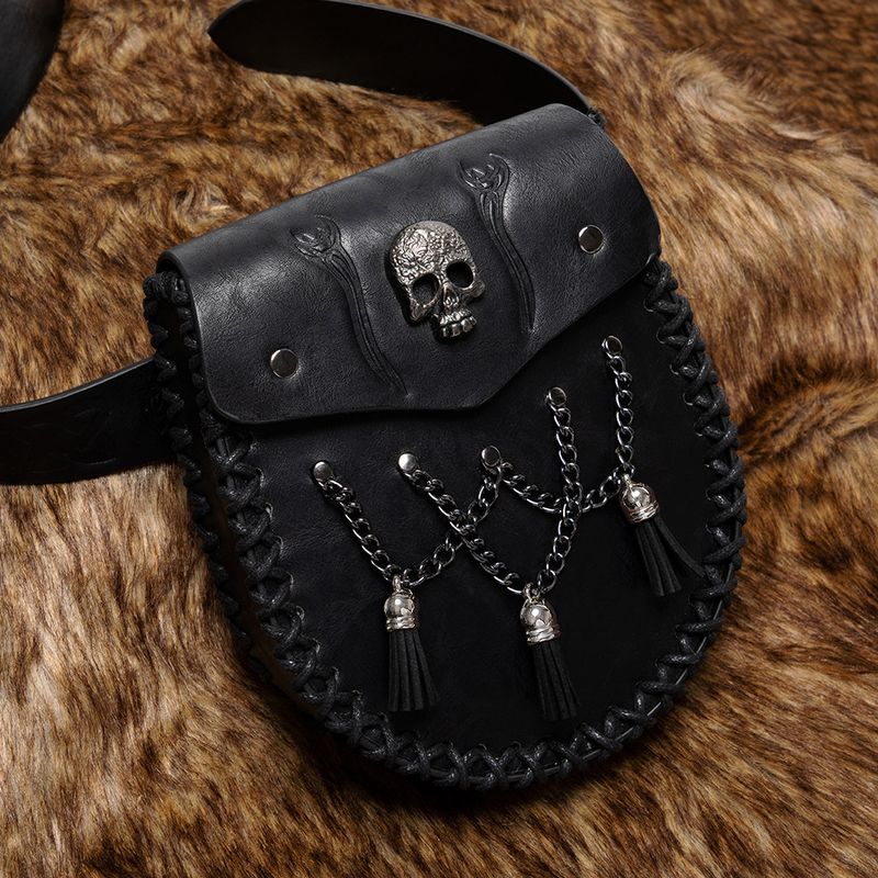 Viking Style Medieval Leather Coin Pouch – Retro Embossed Knight Belt Bag, Vintage Waist Bag for Cosplay and Outdoor Use_voghion.com
