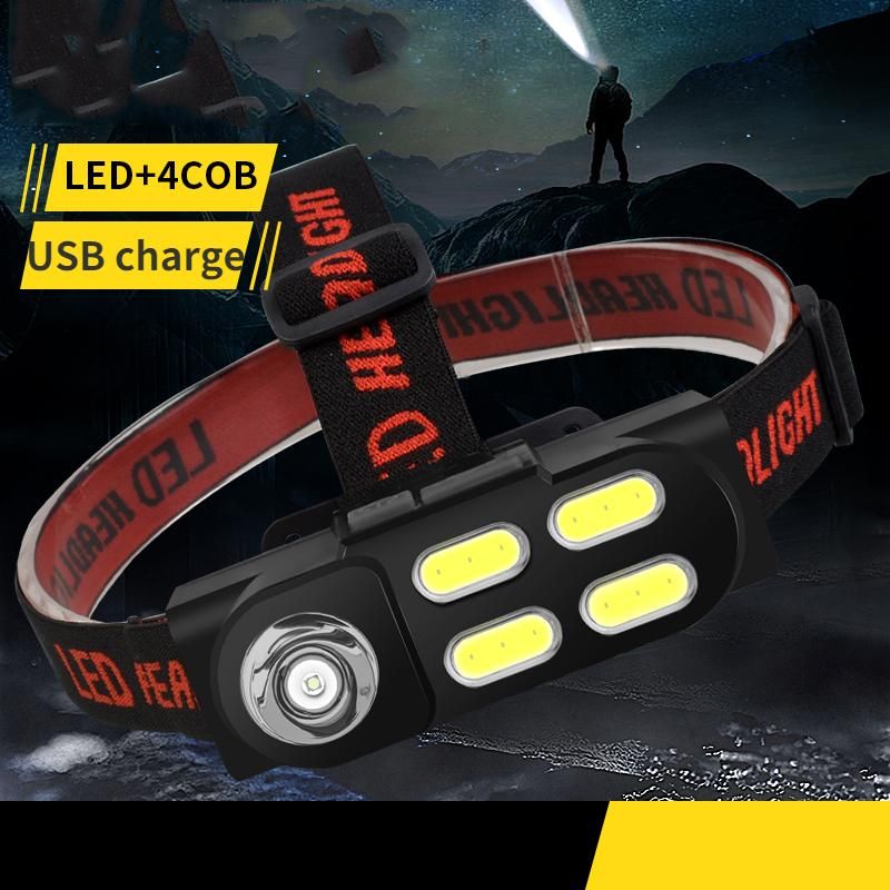 Mini lampada frontale portatile a LED, luce frontale ricaricabile tramite USB, luce da campeggio, lanterna da pesca notturna_voghion.com