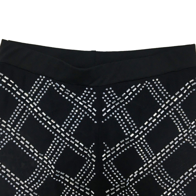 Set di due pezzi di pantaloni a maniche lunghe a maniche lunghe con diamanti caldi in maglia tinta unita da donna_voghion.com