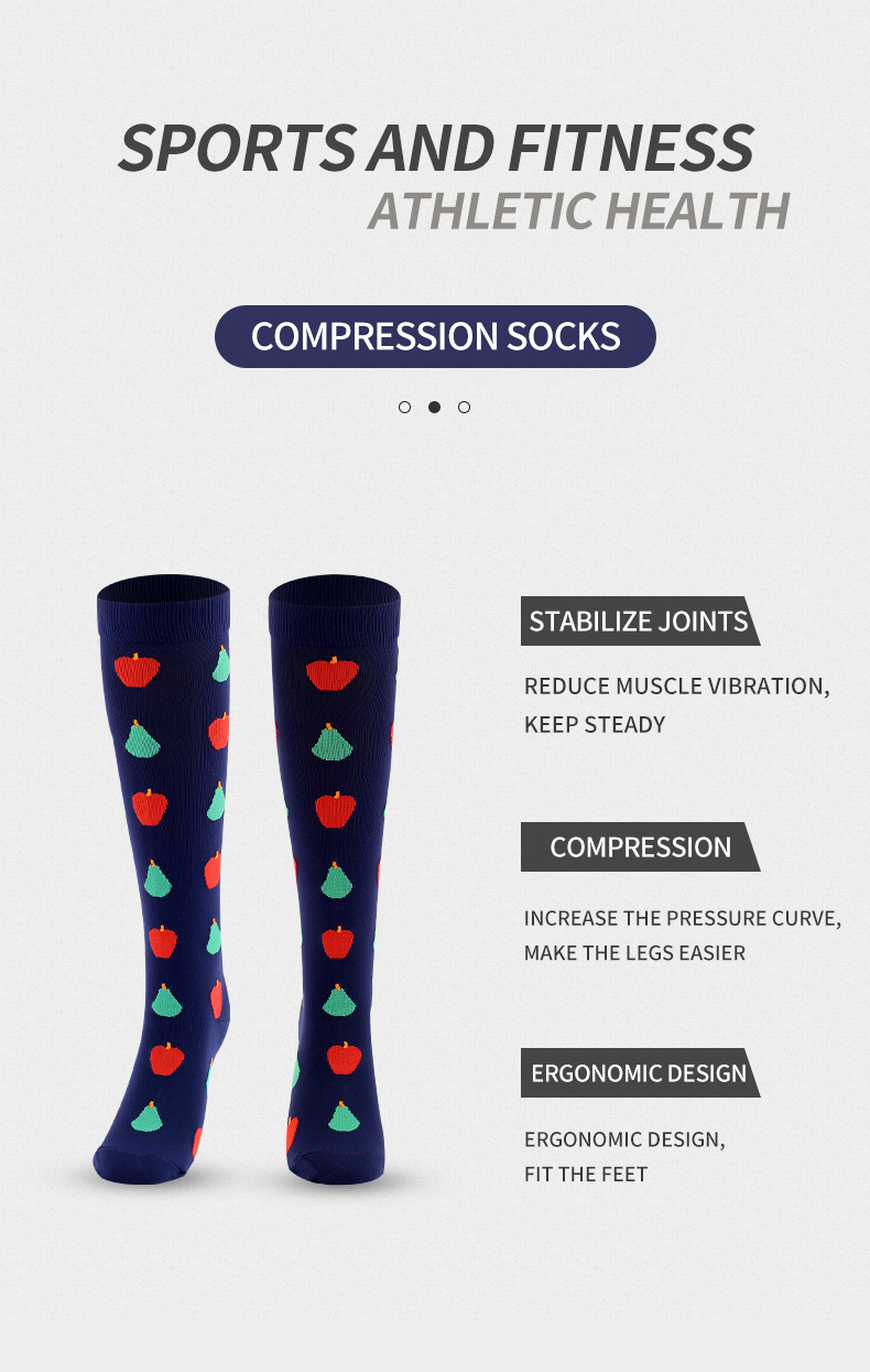 Socken neue Herren- und Damen-Langschlauch-Kompressionssocken Fruchtmuster-Kompressionssocken Outdoor-Sport-Laufsocken Fabrik-Direktverkauf_voghion.com