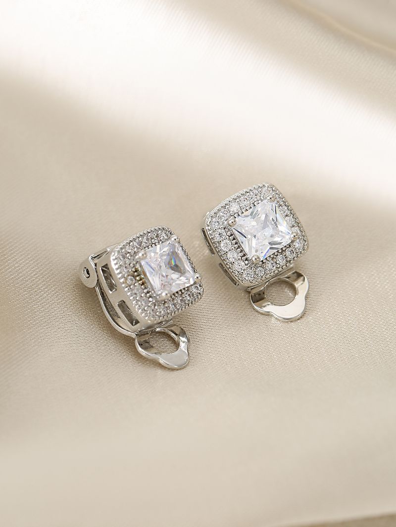 Earrings Fashionable And High End Moissanite Earrings, Niche And Versatile, Elegant Temperament Ear Clips, Light Luxury, No Piercing Ear Clips_voghion.com