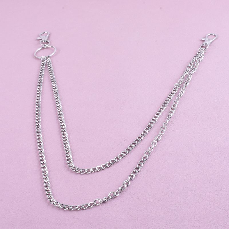Qifu Fashion Simple Personality Waist Multi-layer Keychain Pants OT Buckle Punk Body Chain_voghion.com