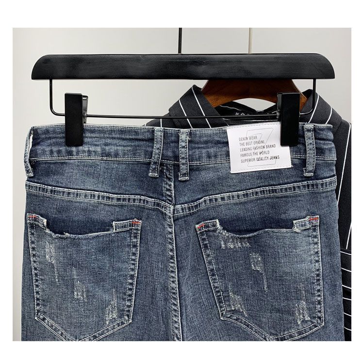 2023 Mode Herrenhose im koreanischen Stil, Jeans mit Katzenschnurrhaarlöchern, bunten Farbspritzern, schmale Hose_voghion.com