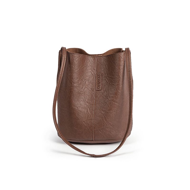 Nuova borsa a secchiello in pelle scamosciata e olio, borsa a tracolla da donna, grande capacità_voghion.com