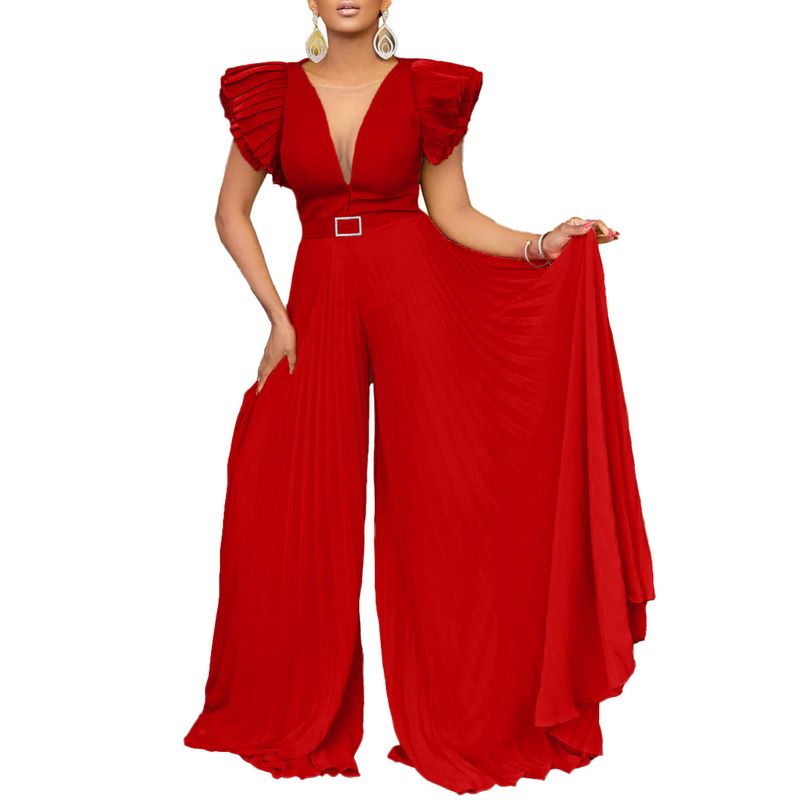 Sexy dames jumpsuit met diepe V-plooien en wijde pijpen, groot formaat_voghion.com