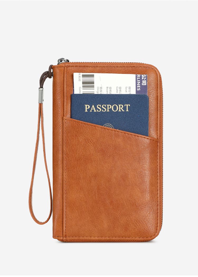 RFID Blocking Travel Wallet With Zipper - Slim Passport Holder Multi-Functional Credit Card Organizer, Waterproof & Anti-Theft Document Pouch_voghion.com