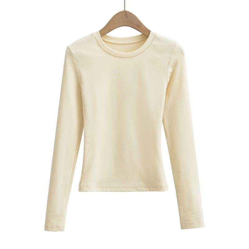 T-shirt a maniche lunghe con scollo tondo stile Kardashian Pure Desire da donna, vestibilità aderente, tinta unita, Mind Show_voghion.com
