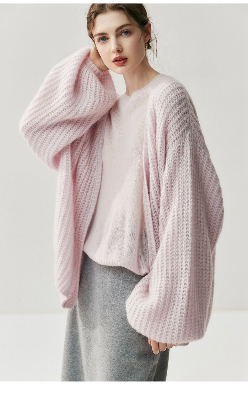 Strickjacke aus 75 % Kaschmir und 25 % Maulbeerseide für Damen, weich und hautfreundlich, lockere Passform, schlankmachend, Übergröße, faul_voghion.com