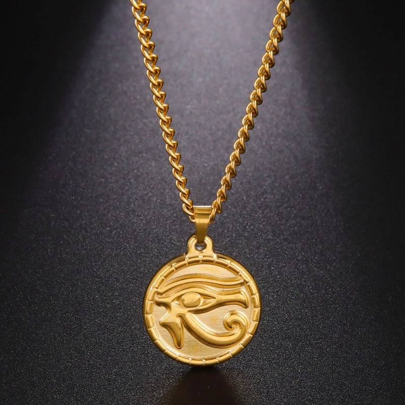 Skyrim The Eye Of Horus Ra Udjat Pendant Necklace Women Stainless Steel Gold Color Thick Chain Ancient Egypt Amulet Jewelry Gift_voghion.com