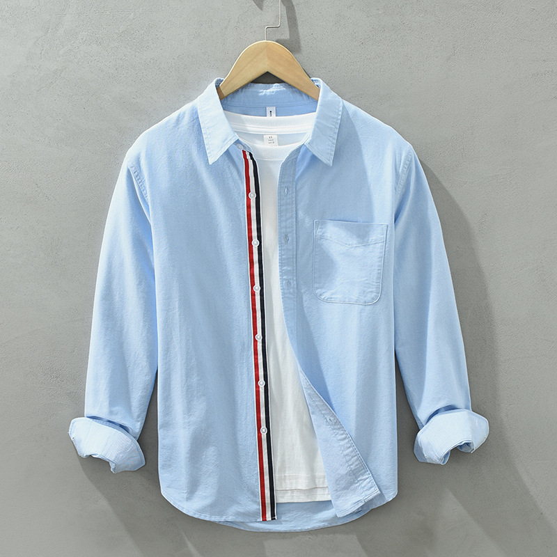 8849 Camicia a maniche lunghe in tessuto Oxford giapponese da uomo, casual, giovanile, letteraria, ampia e versatile, in un unico pezzo, per conto dei capelli_voghion.com