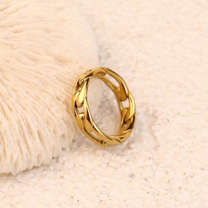 Women's Jewelry Simple And Generous Titanium Steel Ring Hollow Chain Titanium Steel Ring Female Ins Personality Retro Simple Cold Style_voghion.com