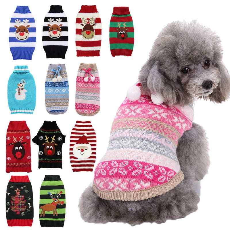 Puppy Cat Sweater Christmas Pet Clothes Knitted Large Dog Autumn Winter_voghion.com