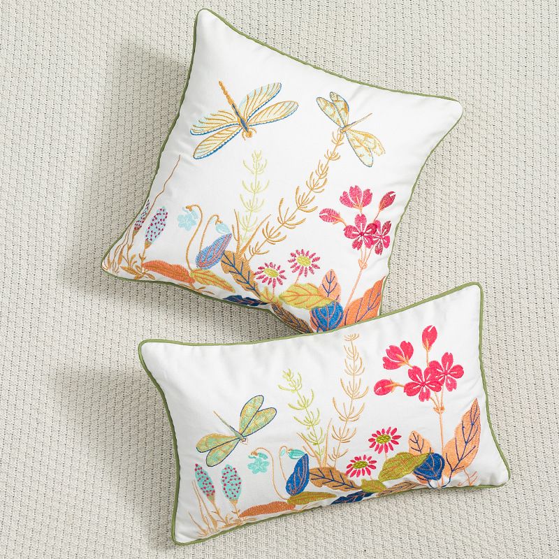 Nueva funda de cojín de sofá bordada con diseño de planta de algodón y lino y flores pequeñas Zou Ju, funda de almohada para decoración del hogar_voghion.com