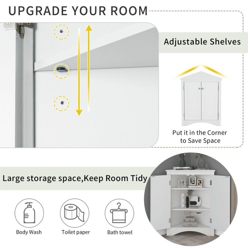 Mensole per mobiletto autoportante con mobiletto bianco per la casa, contenitore per bagno, triangolo regolabile per cucina_voghion.com