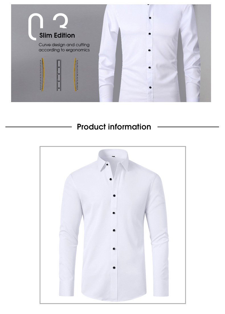 Camicie da uomo a maniche lunghe 2025, abbigliamento formale da lavoro, camicetta sociale, camicie elastiche da uomo, vestibilità slim fit, camicia da uomo_voghion.com