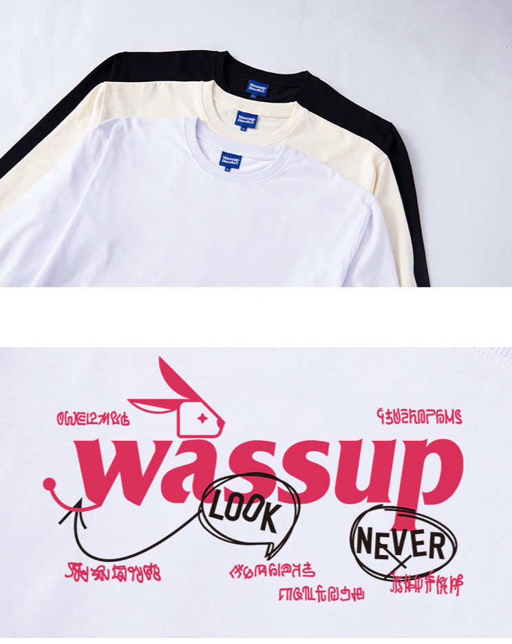 Herren-Langarm-T-Shirts der nationalen Modemarke WASSUP HEODS für Männer und Frauen, High-Street-Oberteile aus schwerer reiner Baumwolle, lockere und vielseitige T-Shirts_voghion.com