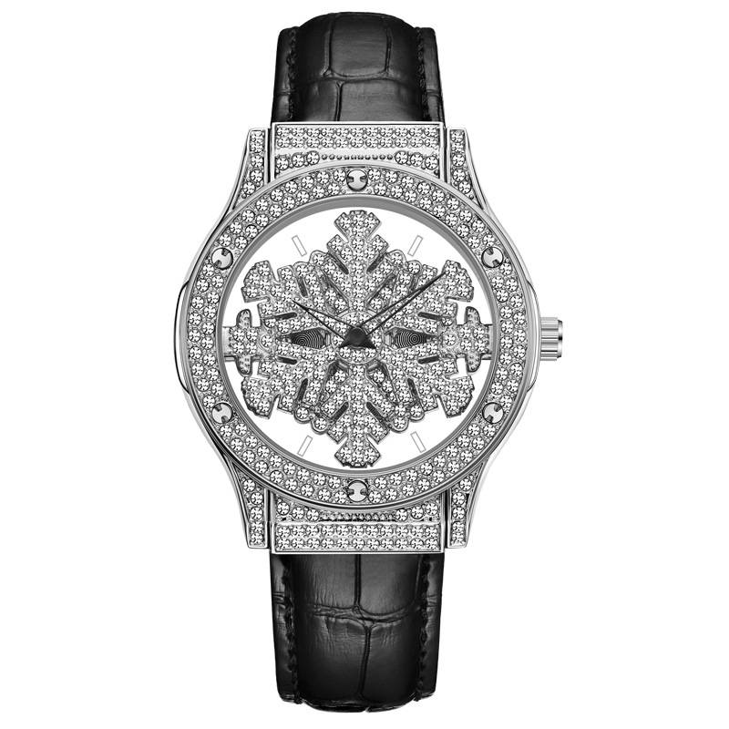 Rotierende Schneeflockenuhr, hohl, voller Diamant, leicht, luxuriös, voller Himmel, Stern, wasserdicht, Damenuhr, ideales Geschenk für Mutter und Frau_voghion.com