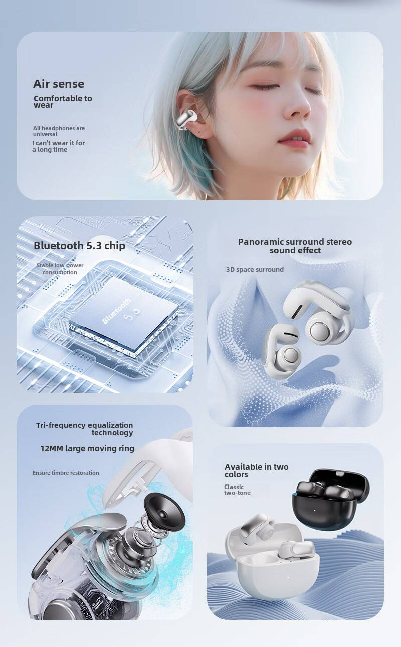 Écouteurs Bluetooth sans fil Ultra ouverts, oreillettes à clipser, adaptées, 2024 _voghion.com