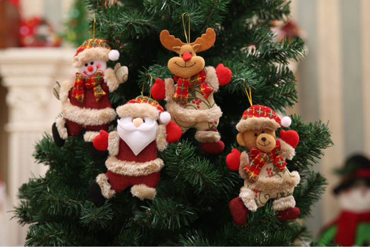 Christmas tree accessories Christmas doll dancing old man snowman deer bear cloth puppet small hanging Pendant gift_voghion.com