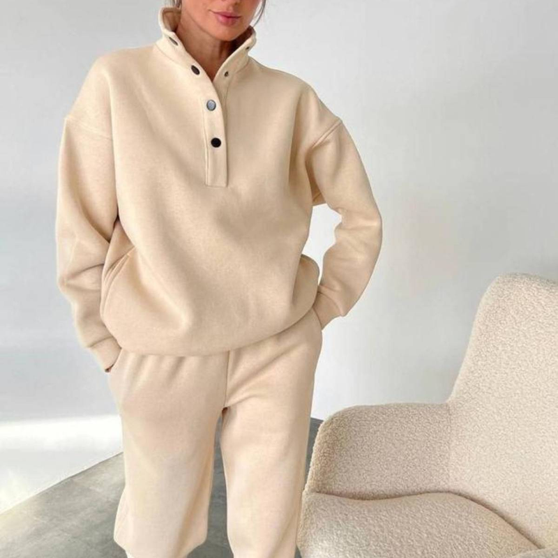 2025 Spring And Autumn New Hot Selling Women's Tracksuit Set Fashion Button-Up Collar Suit Two-Piece Set_voghion.com