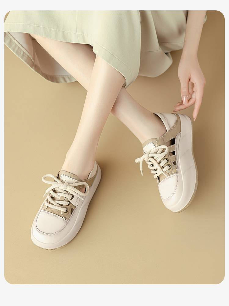 cameido Women's Platform - Soled Casual Shoes. These Are Retro - Style Breathable Casual Shoes With Hollow - Out Designs._voghion.com