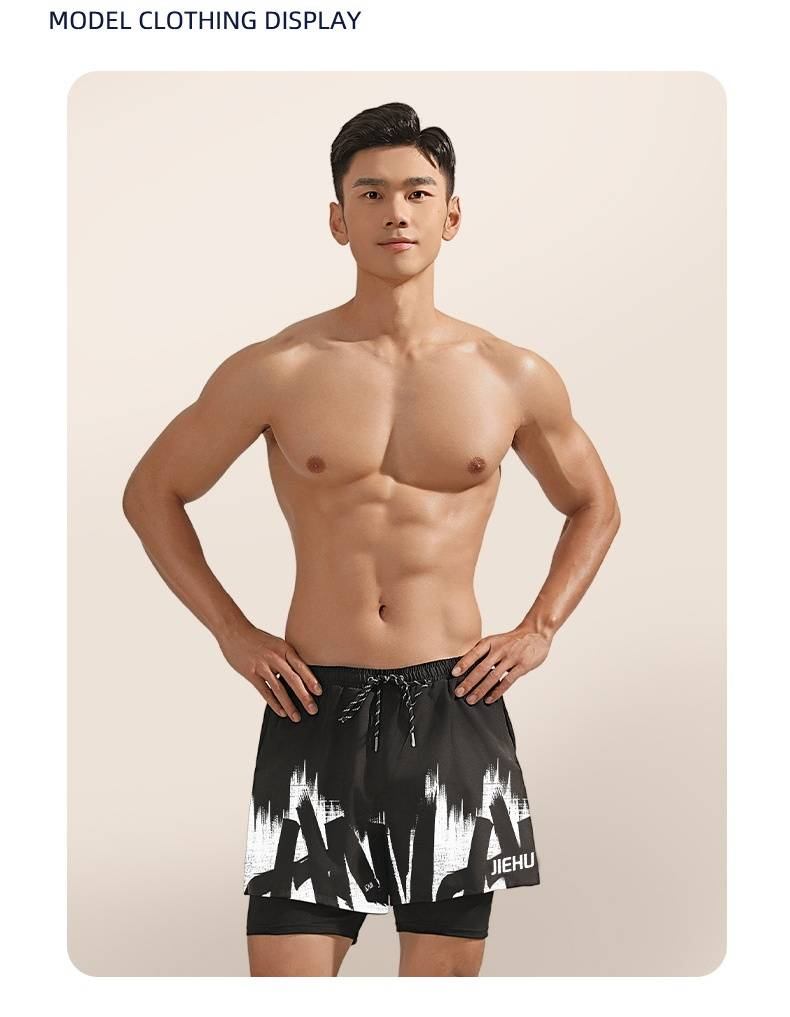 Doppellagige, lockere und schnelltrocknende Badehose und Shorts für Herren, große, flache Strandhose für Herren_voghion.com