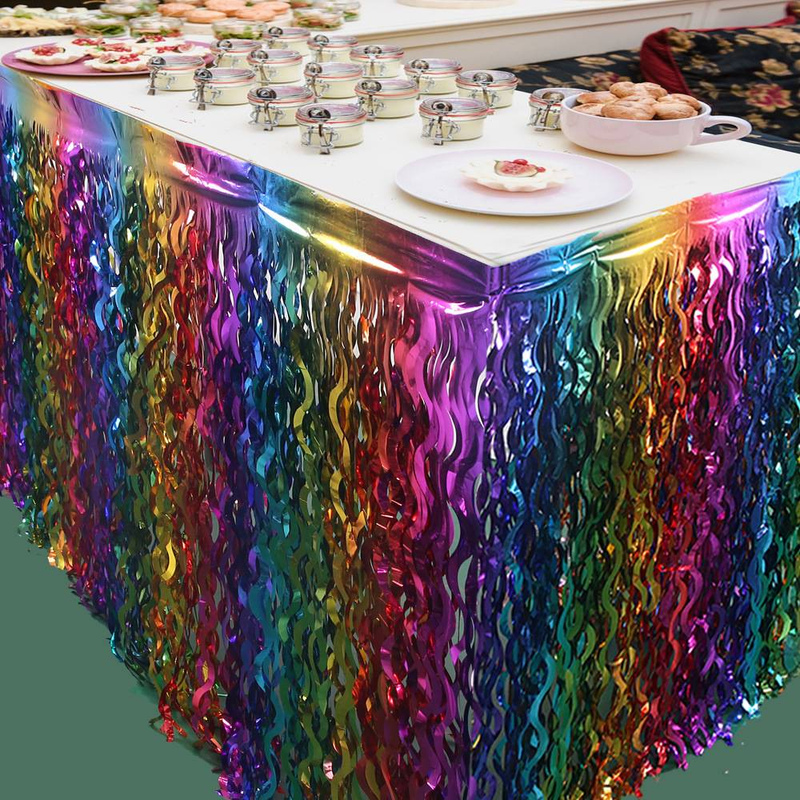 Scimitar Macaron Glow-in-the-Dark Rain Curtain Table Skirt – Fluorescent Tassel Party Decor For Birthday, Wedding, Themed Events_voghion.com