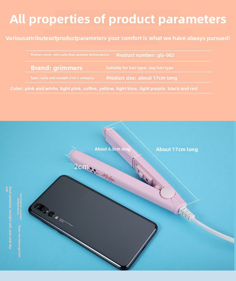 Mini Hair Straightener & Curling Iron - 2-In-1 Styling Tool For Bangs & Waves (Fast Heating Travel Size Dual Voltage Ceramic Plates)_voghion.com