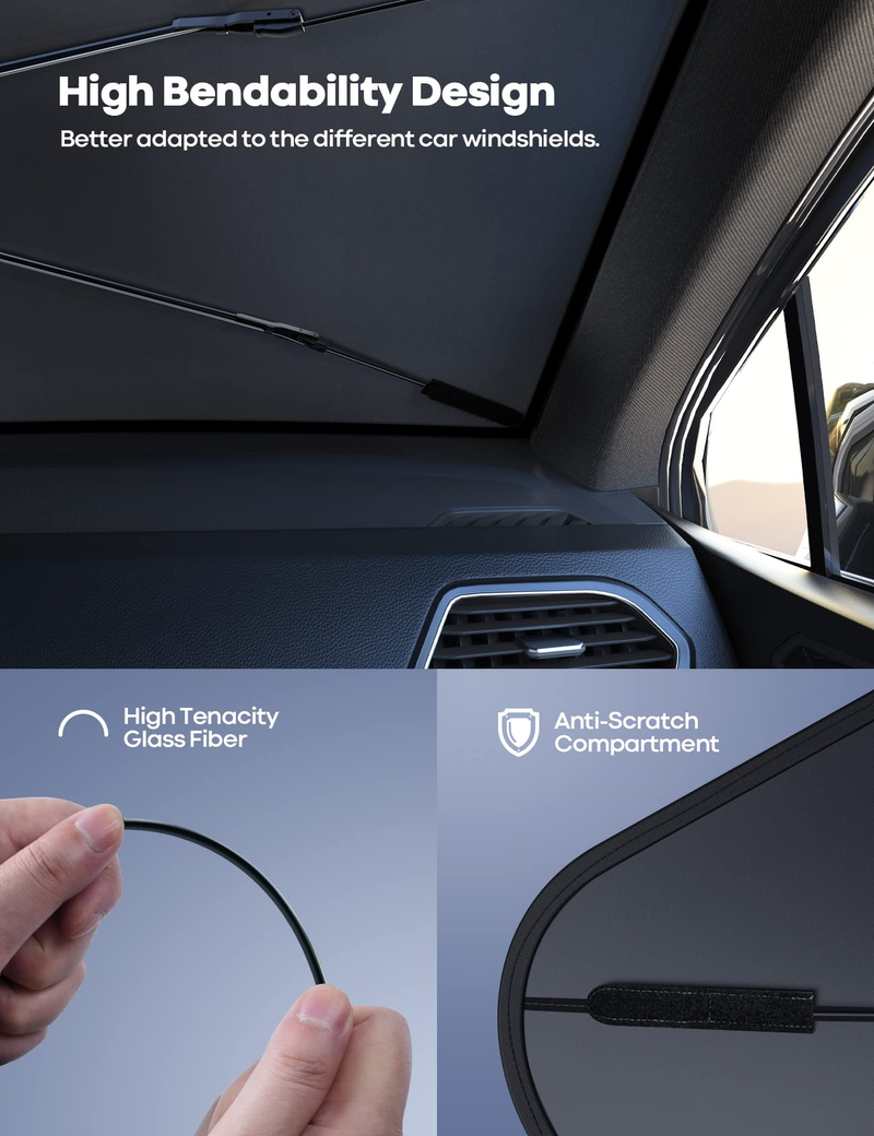 Car Windshield Sunshade - Foldable Car Windshield Sunshade, Anti-UV Coating, Heat Insulation Protection For Front Window, Suitable For Car, Sedan, SUV Windshield_voghion.com