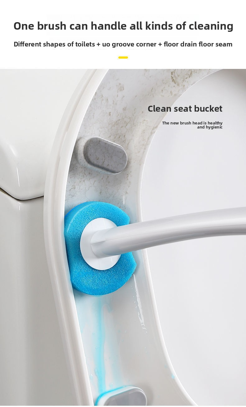 Disposable Toilet Brush Set With 8 Replaceable Heads, Wall-Mounted Angle Cleaner For Bathroom – Modern & Hygienic Grey/Black_voghion.com