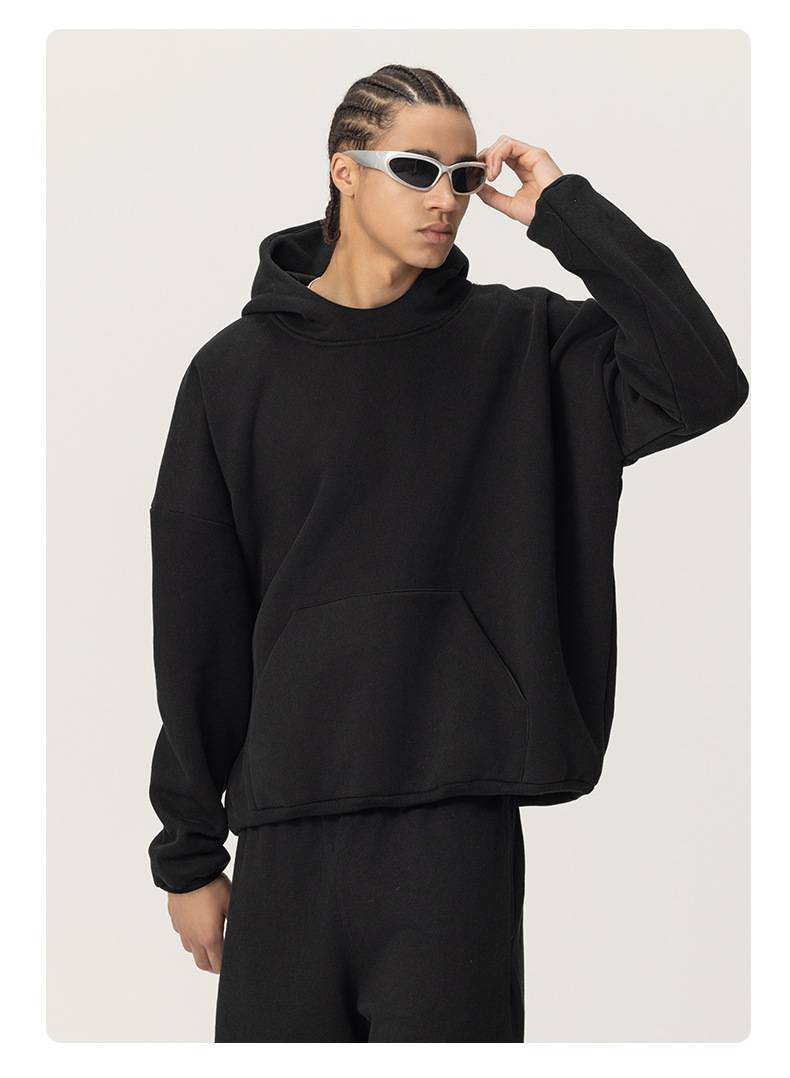 NOKO-Men's | Updated Kanye-style, Short, Wide, INS-inspired Hooded Sweatshirt, Fall/winter Men's Style._voghion.com