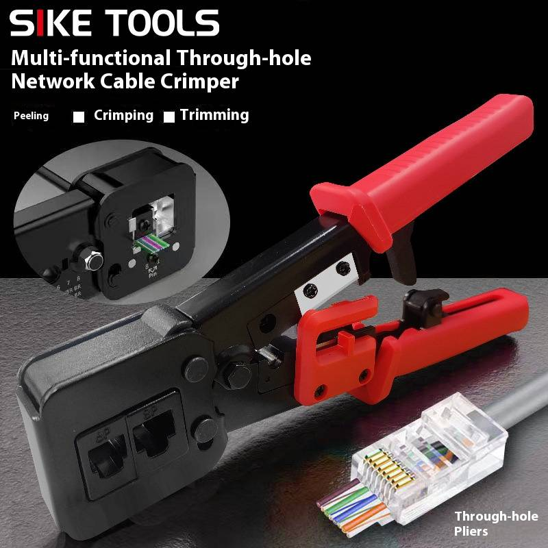 Professional RJ45 Crimping Tool For Ethernet Cables - Heavy Duty 8P6P Punch Down Network Cable Crimper With High Carbon Steel Blades For Electricians_voghion.com