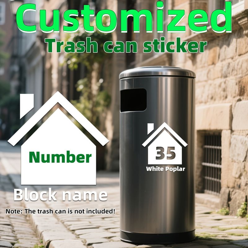 4pcs Of Customizable Outdoor Trash Can Number Label Stickers, Self-Adhesive And Waterproof, Not Easy To Fall Off, PVC Material_voghion.com