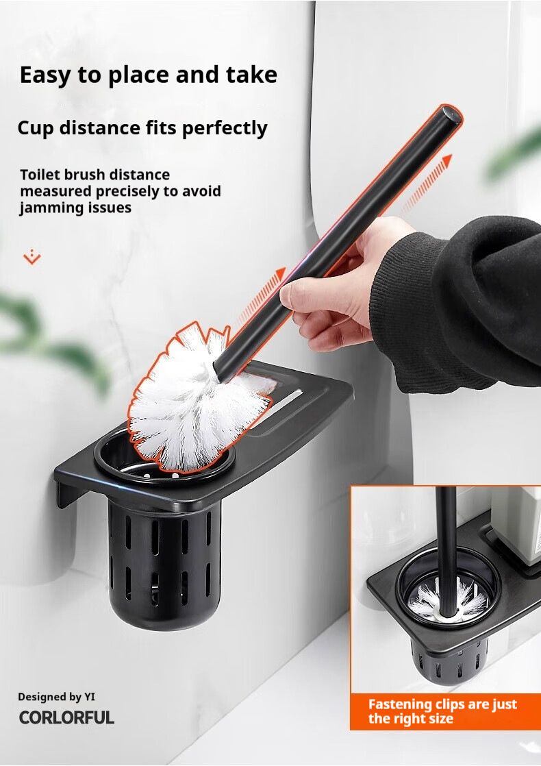 Scopino per WC da parete in alluminio di alta qualità, finitura verniciata a polvere antiruggine, capacità di carico 10 kg, design moderno ed elegante (opzioni nero/canna di fucile/lucido)_voghion.com