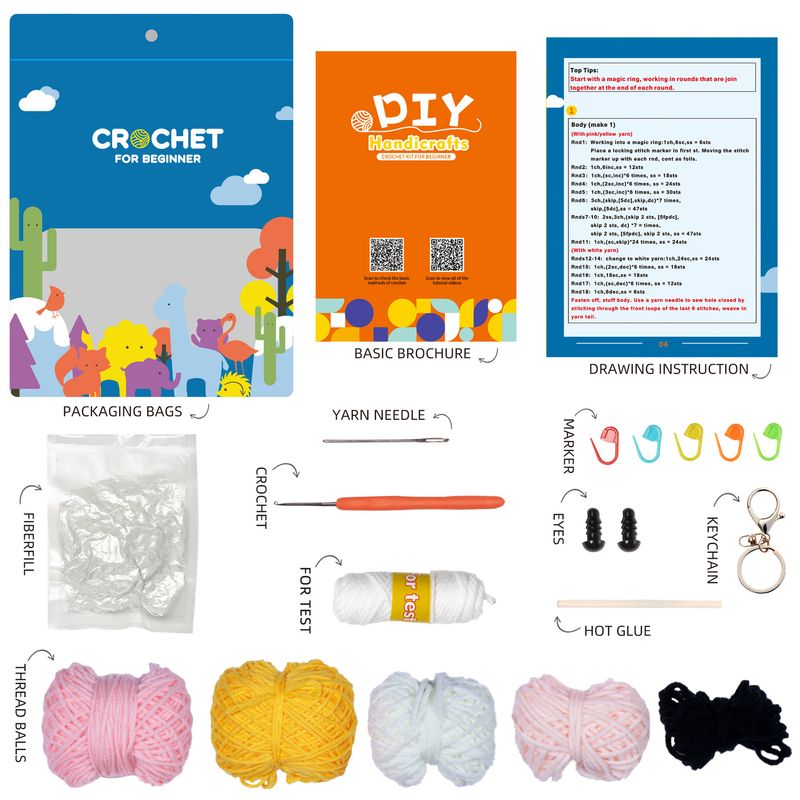 Instrucțiuni pentru produse noi, pachet de materiale de croșetat, cadou de tricotat, fir de lână, lucrat manual, bile de fire DIY, ornamente pentru păpuși_voghion.com
