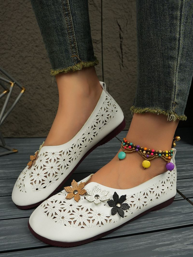 Scarpe da barca pigre da mamma, stile etnico, taglie forti, con plateau e plateau, traspiranti e a forma di fiore, per donne_voghion.com