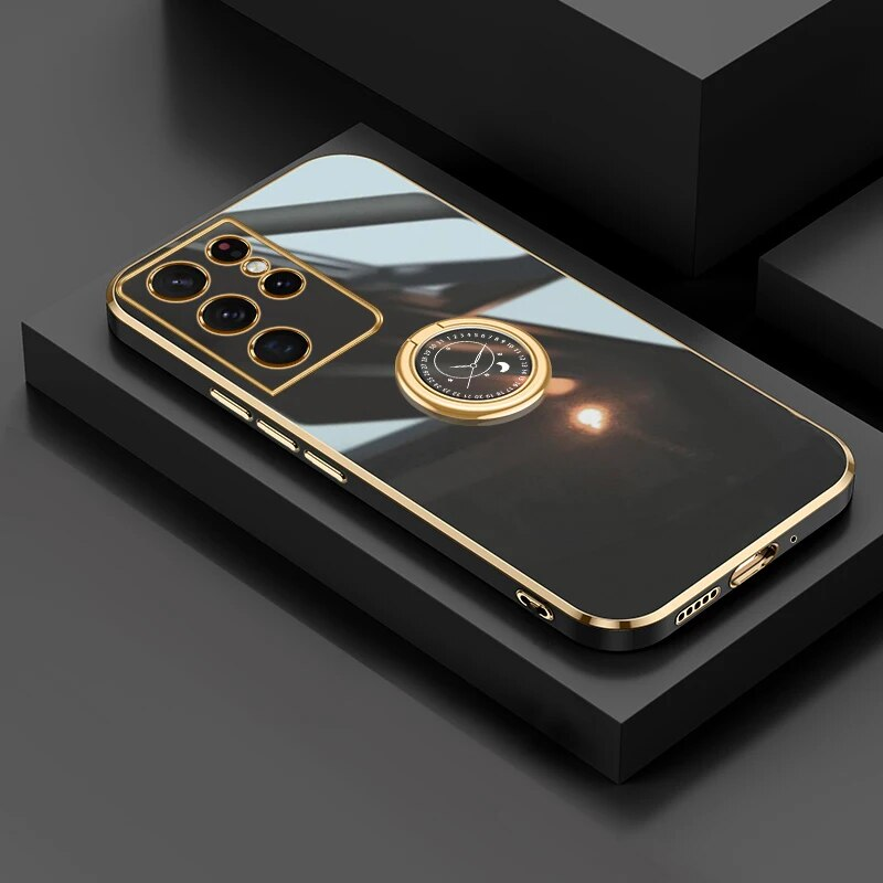 Plating Case Voor Samsung Galaxy A55 A35 A25 A05s A52 A32 A33 A73 A24 A34 A53 A54 A14 5G Siliconen Ring Houder Telefoon Cover_voghion.com