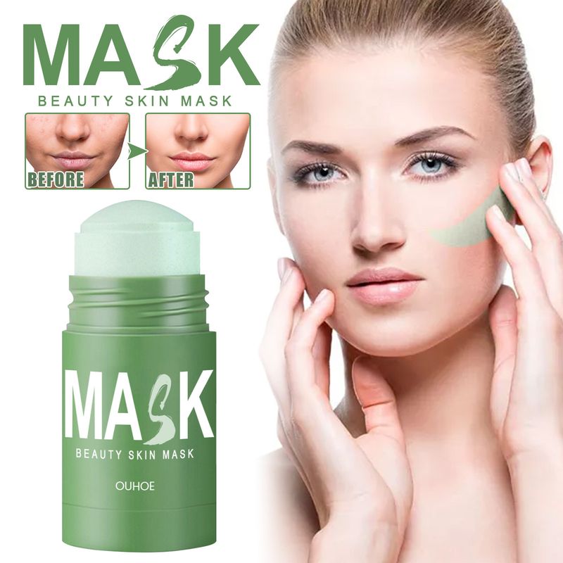 Máscara de Chá Verde, Bastão de Limpeza Facial, Hidratante, Limpeza Profunda, Removedor de Poros, Cravos, Máscara Facial, Controle de Oleosidade, Cosméticos e Maquiagem_voghion.com
