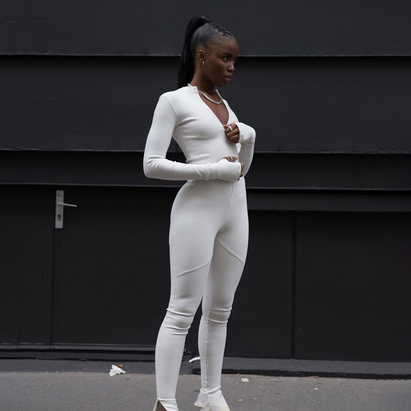 2024 Spring Women's New High Waist Zipper Slim Fit Sports Jumpsuit_voghion.com