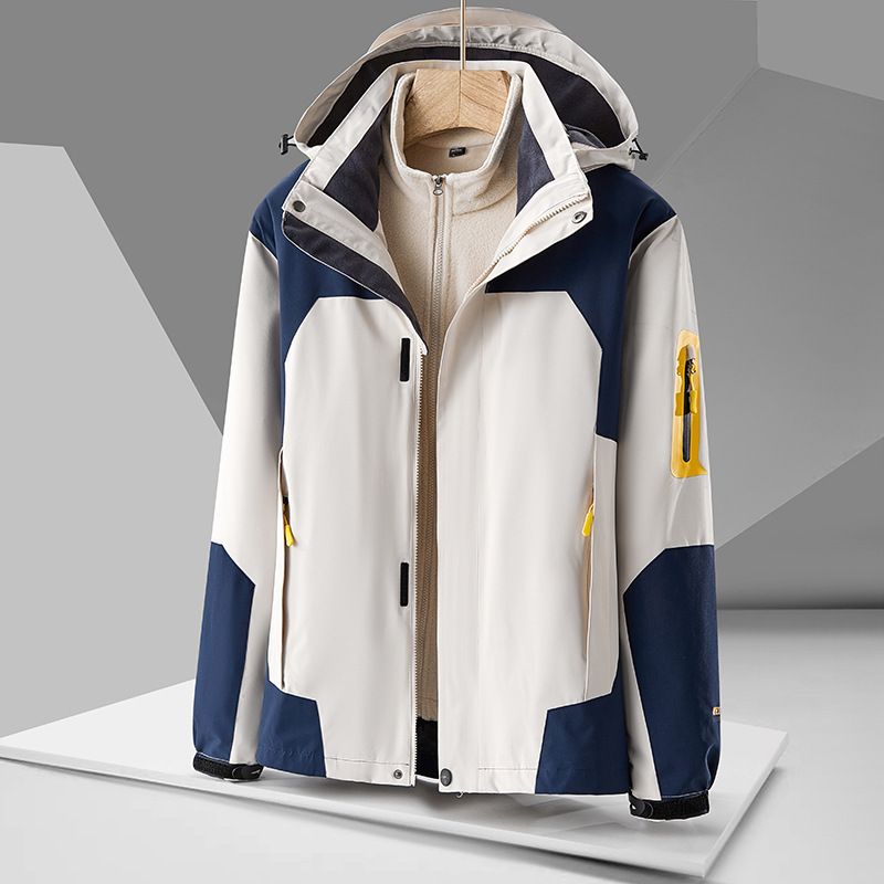 Giacca impermeabile da uomo in due pezzi, fodera in pile 3 in 1 da donna per la pesca all'aperto_voghion.com