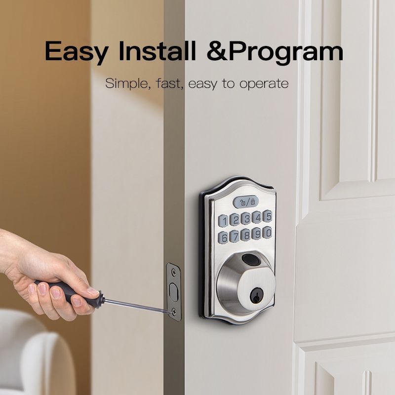 Dumb Lock Graffiti Smart Door Home Door Lock Indoor Wooden Door Fingerprint Lock Bluetooth Lock Password Lock_voghion.com