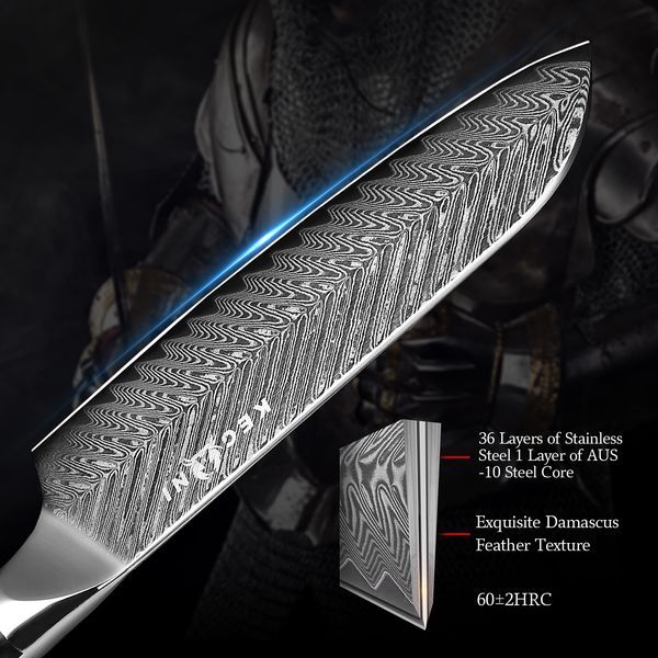 Kegani Santoku Knife 7 Inch Japanese Santoku Knife, 73 Layers AUS-10 Damascus Japanese Knife, FullTang G10 Handle Damascus Santoku Knife With Case &_voghion.com